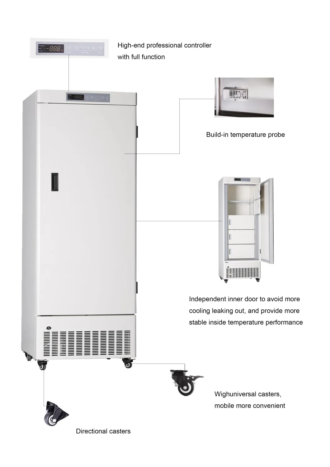 Refrigerador da farmácia com a porta 4 interna 268 litros