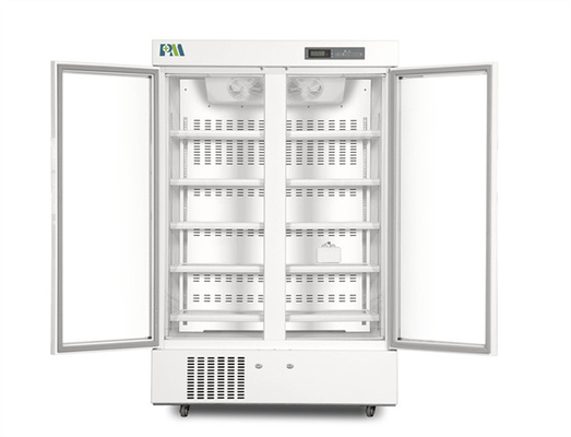 2-8 farmácia vertical da capacidade de Frost 1006L dos graus refrigerador médico da auto com a porta de vidro dobro