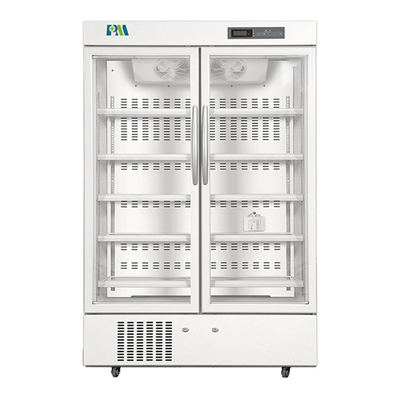2-8 farmácia vertical da capacidade de Frost 1006L dos graus refrigerador médico da auto com a porta de vidro dobro