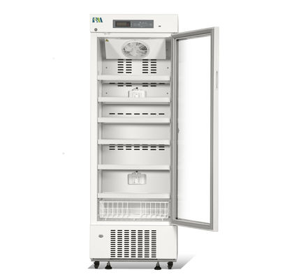 Farmácia de vidro da porta do grau +315L do sistema de refrigeração a ar 2~8 e refrigerador médico com furo do porta usb e do teste