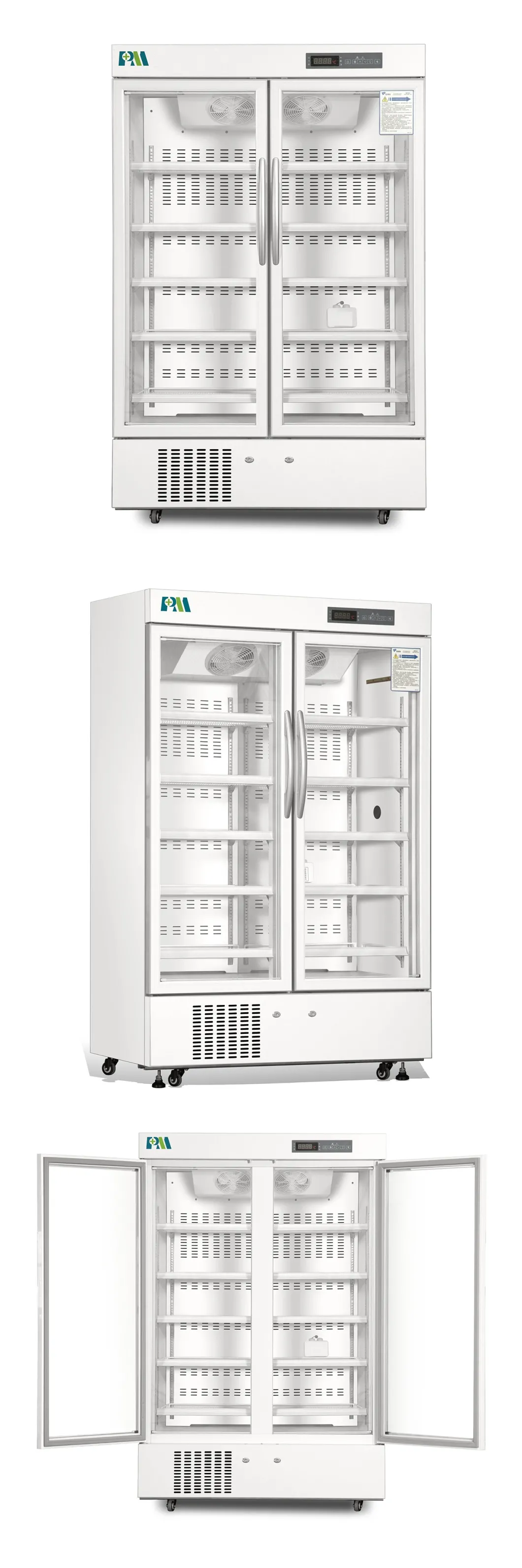 Da farmácia médica vertical do suporte da grande capacidade 1006L de lado a lado refrigerador vacinal 2-8 graus