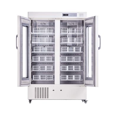 Refrigeradores de vidro dobro do banco de sangue da porta de 658 litros com a cesta do sangue com parte externa revestida pulverizada