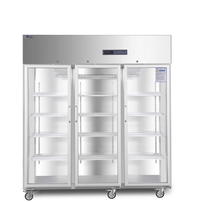refrigerador de alta qualidade R134a da farmácia do grau de 1500L 2 a 8 com as três portas de vidro